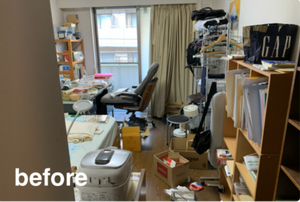 日用品や家具の仕分け、搬出作業の施工前