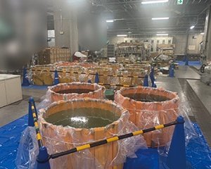 病院内廃液移設作業の施工前