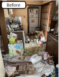 【2DK】孤独死現場にて畳の清掃・一部回収・不用品処分まで(984,500円)の施工前