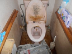 不用品整理のあとに、トイレのハウスクリーニングもおこないました。の施工前